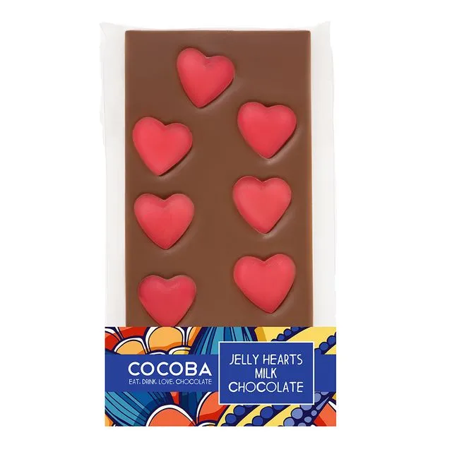 Jelly Hearts Milk Chocolate Bar, case of 10