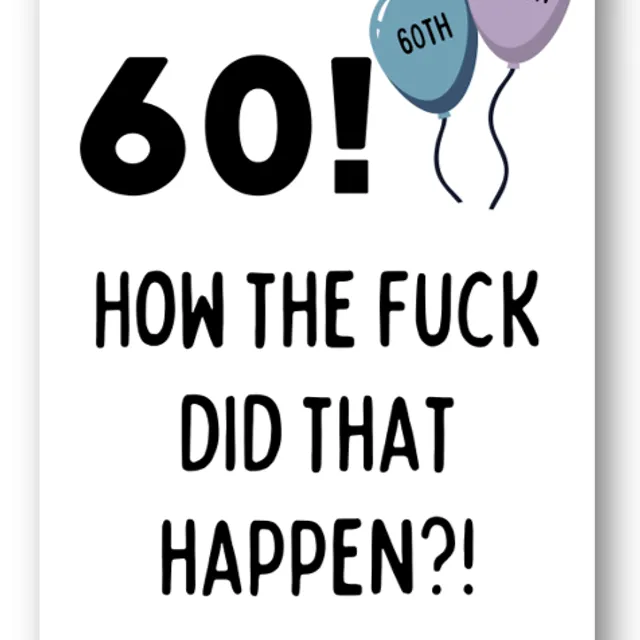 Second Ave Funny Rude 60th How Did That Happen Joke Happy Birthday Card