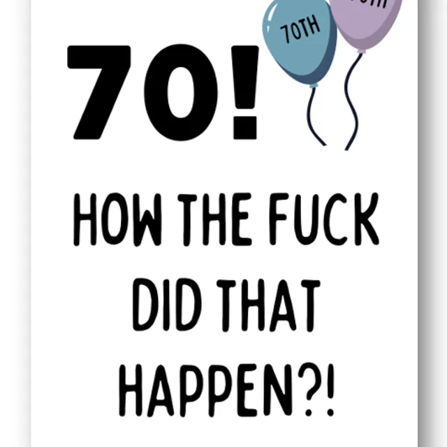 Second Ave Funny Rude 70th How Did That Happen Joke Happy Birthday Card