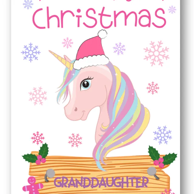 Second Ave Granddaughter Unicorn Children's Kids Christmas Xmas Holiday Festive Greetings Card