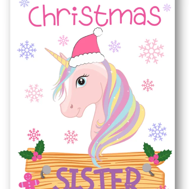 Second Ave Sister Unicorn Children's Kids Christmas Xmas Holiday Festive Greetings Card