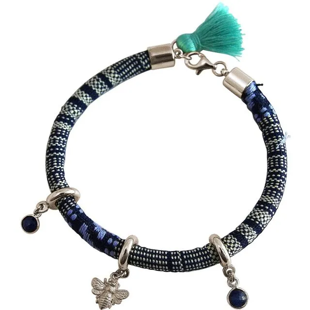Gemshine - Ladies - Bracelet - 925 Sterling Silver - AZTEC - BEE - Bee - SAPPHIRE - Blue