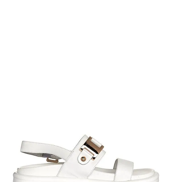 LARISSA - White Flat Chunky Sandals