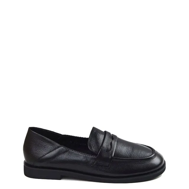 CANDY - Black Leather Loafers