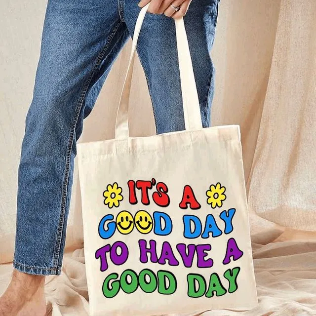 Good DAY TOTE bag, Personalised Tote, gift for mum, shopping bag, birthday gift, reusable grocery tote,