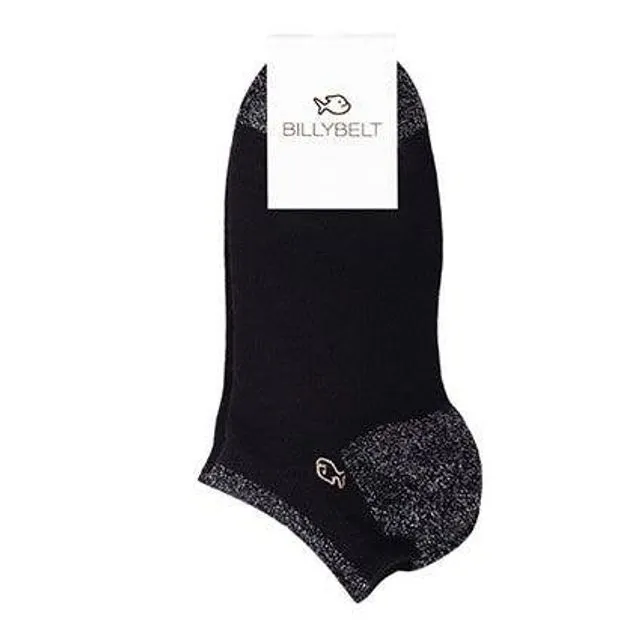 Black Silver Ankle Socks for Women