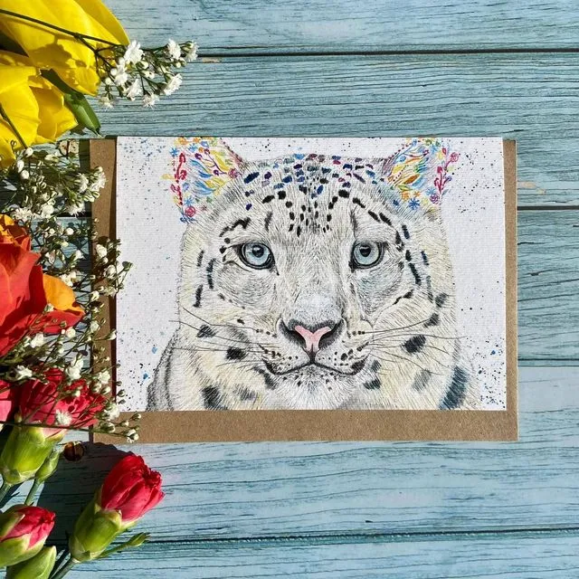 SAPPHIRE THE SNOW LEOPARD  ECO-CARD NAKED