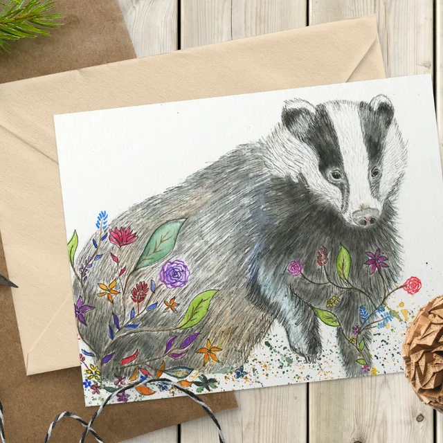 BEATRIX THE BADGER ECO CARD NAKED