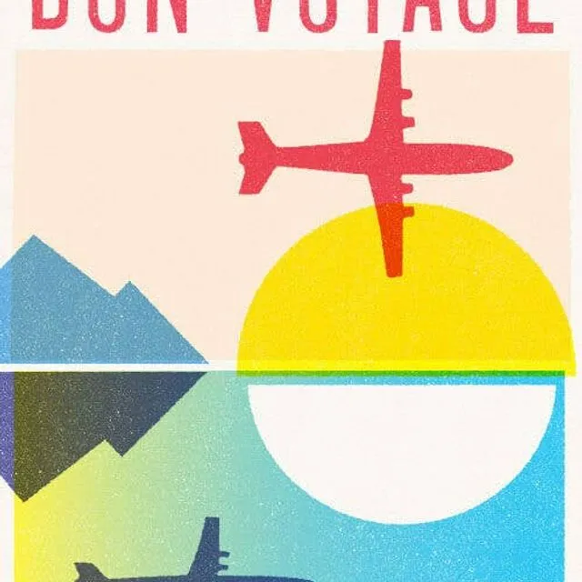 Bon Voyage Aeroplane Sunset Greeting Card