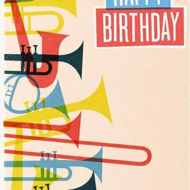 Happy Birthday Brass Greeting Card