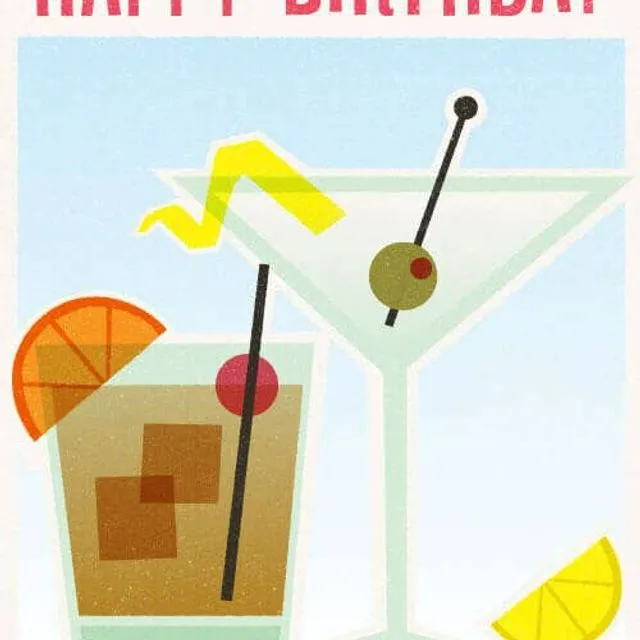 Happy Birthday Cocktail Hour Greeting Card