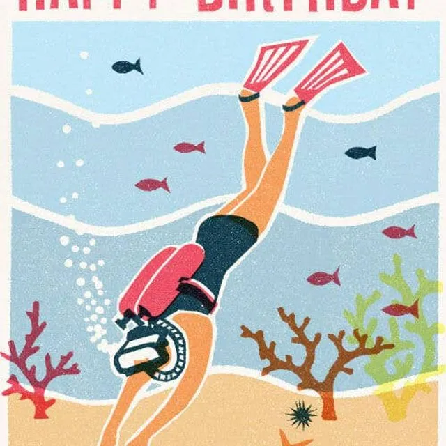 Happy Birthday Diver Greeting Card