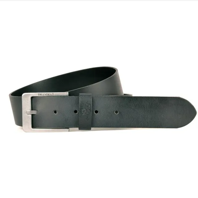 Black leather belt - raw effect