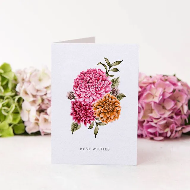 Dahlia Best Wishes Greetings Card
