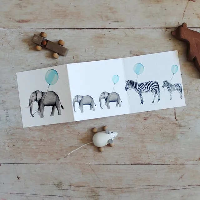 Baby Elephant Concertina Greetings Card