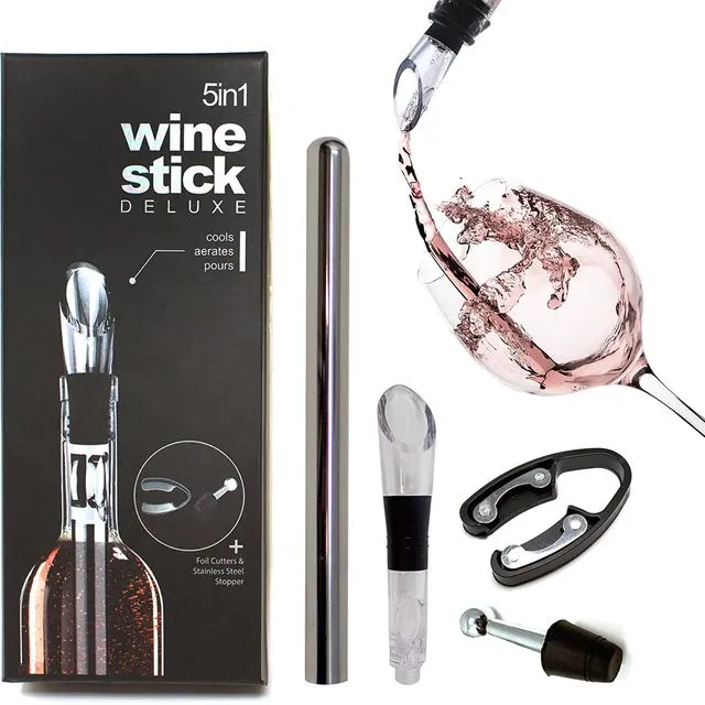5-in-1 Deluxe Stainless Steel Wine Accessory Gift Set