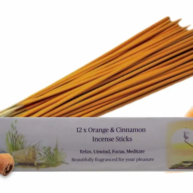Orange and Cinnamon Incense Sticks (Pack of 12 Sticks)