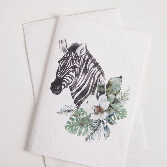 Plantable Seed Paper Greeting Cards - Zebra Pack of 6