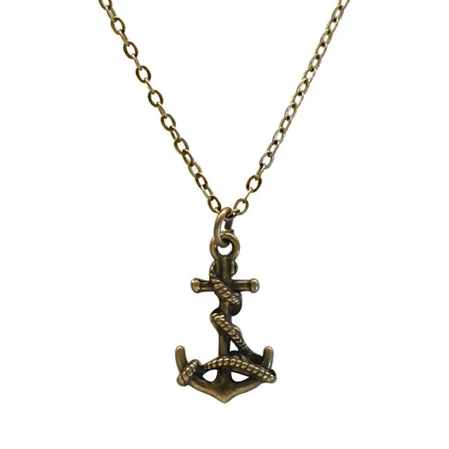 Anchor Charm Necklace, Bronze Anchor Necklace, Anchor Pendant