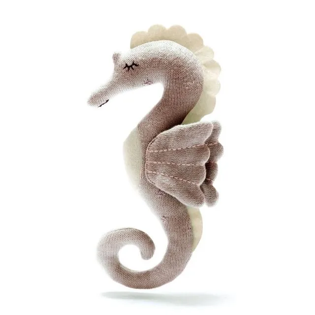 Organic Cotton Seahorse Baby Soft Toy in Pink
