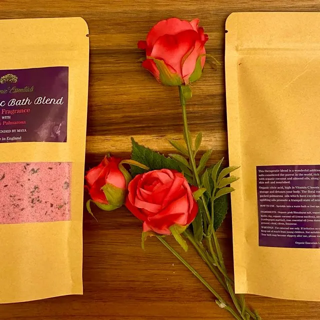 English Rose &amp; Palmarosa Luxury Natural Bath Blend in Eco-Pouch