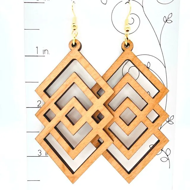 Geometric Earrings, Diamond pattern Earrings