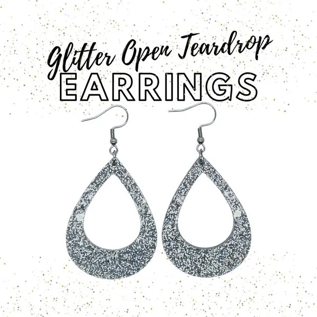 Open Teardrop Earrings | Glitter Jewelry | Acrylic Jewelry | Holiday Women's Jewelry | Christmas Earrings | Stocking Stuffers