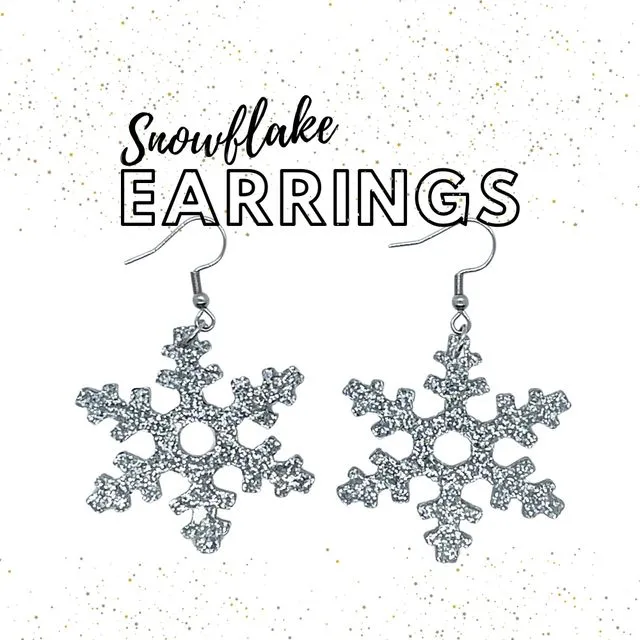Snowflake Earrings | Christmas Jewelry | Acrylic Jewelry | Holiday Women's Jewelry | Christmas Earrings | Stocking Stuffers