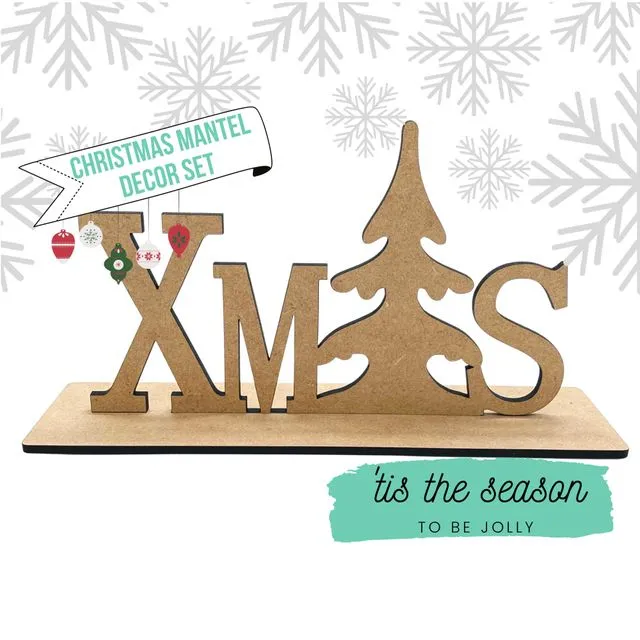 XMAS Mantel Decor | Wooden Mantel Decorations| Wood Christmas Decor | Fireplace Decor | Christmas Window Decoration