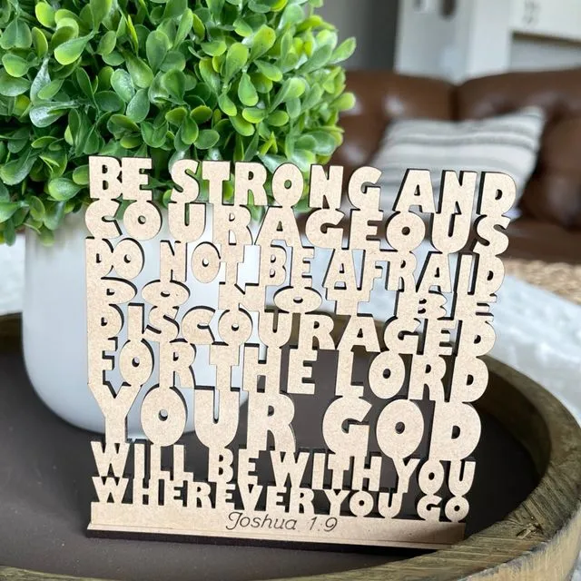 Bible Verse Wood Cutout| Joshua 1:9| Be Courageous Verse| Christian Home Decor