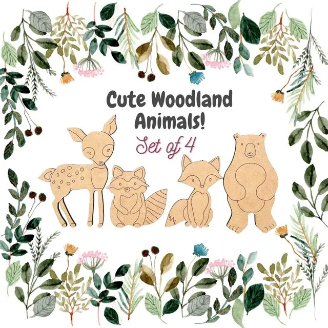 Set of 4 CUTE Woodland Animals