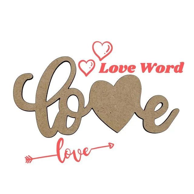 LOVE | Script Word Love | Wooden Cutout Word | Love with Heart | Wooden Love Word | Wreath Decor | Wall Decor | Home Decor | Family Wall