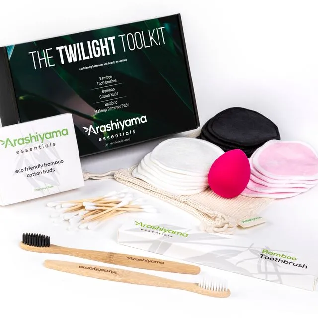 Bamboo Makeup Remover Pads(15 Pcs), Bamboo Toothbrushes (2Pcs), Bamboo Cotton Buds(2 x100) + Storage Bag and Makeup Sponge