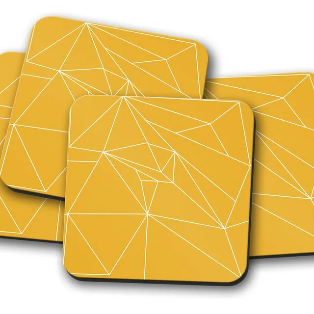 Yellow Lines Coasters Set of 4