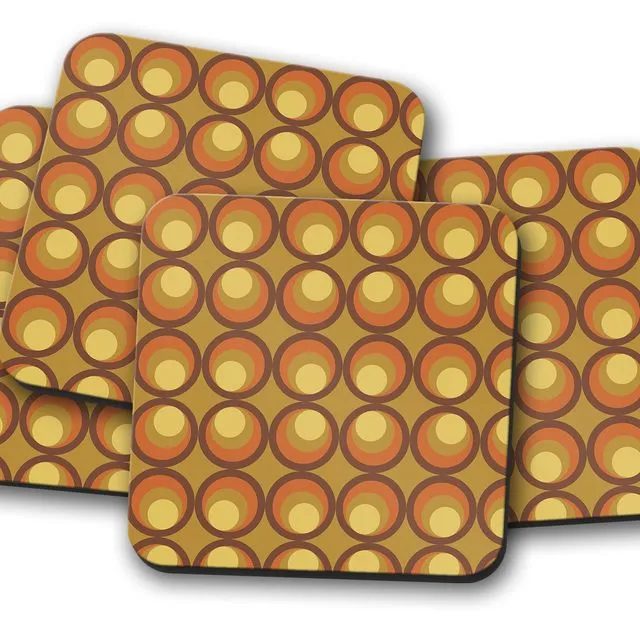 Set of 4 Retro Geometric Circles Coasters