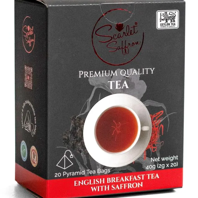 English Breakfast Ceylon Tea with Saffron (20x Pyramid Tea Bags)