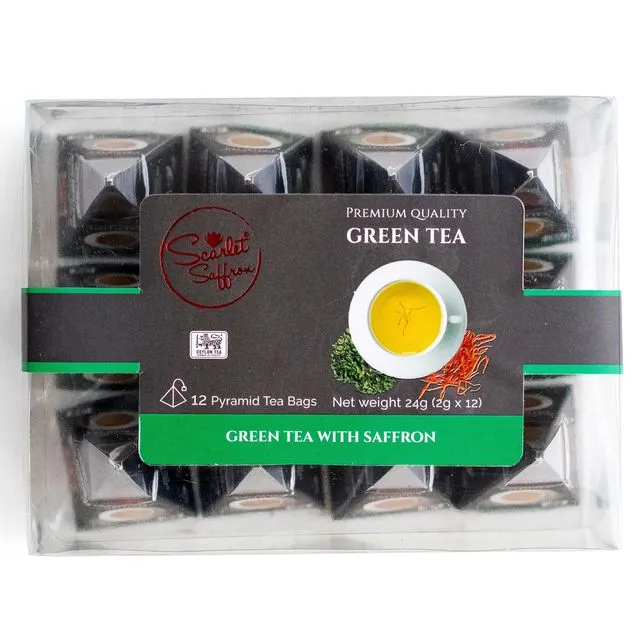 Green Ceylon Tea with Saffron (12x Individual Pyramid Tea Bags)