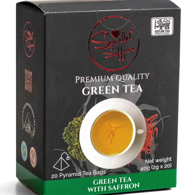Green Ceylon Tea with Saffron (20x Pyramid Tea Bags)