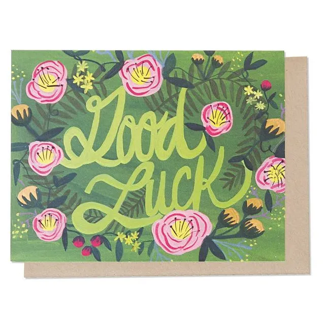Good Luck Floral Single Card - A2