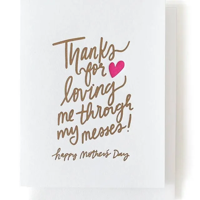 Happy Mother's Day Messes Letterpress Card