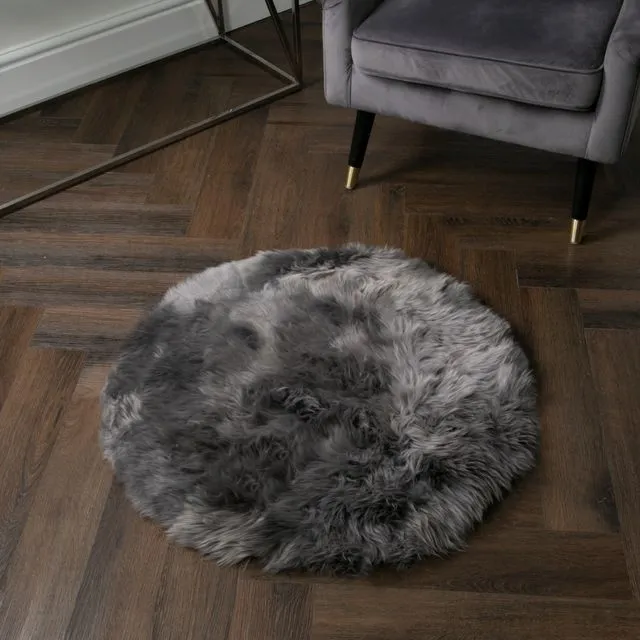 Grey Rectangle Sheepskin - Circle 70cm
