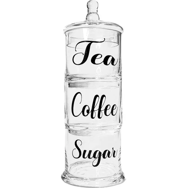 tea coffee sugar stack jars, Sugar Canister, Tea Canister,