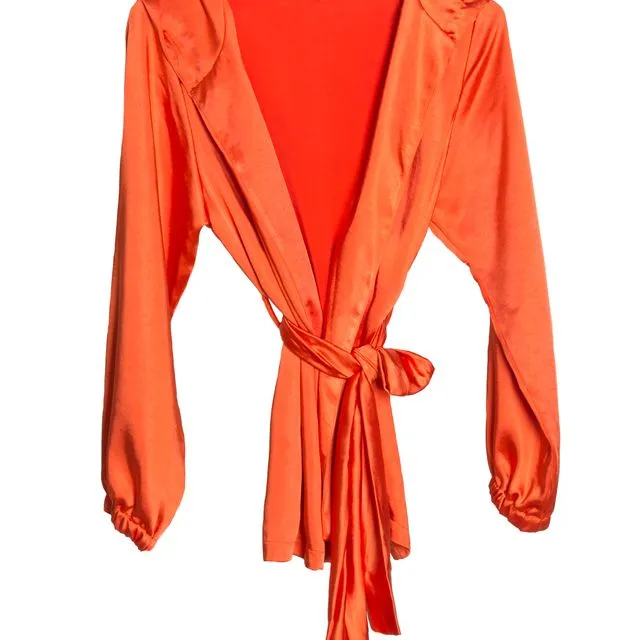 ROSE Kimono-style Jacket with Hood in Orange