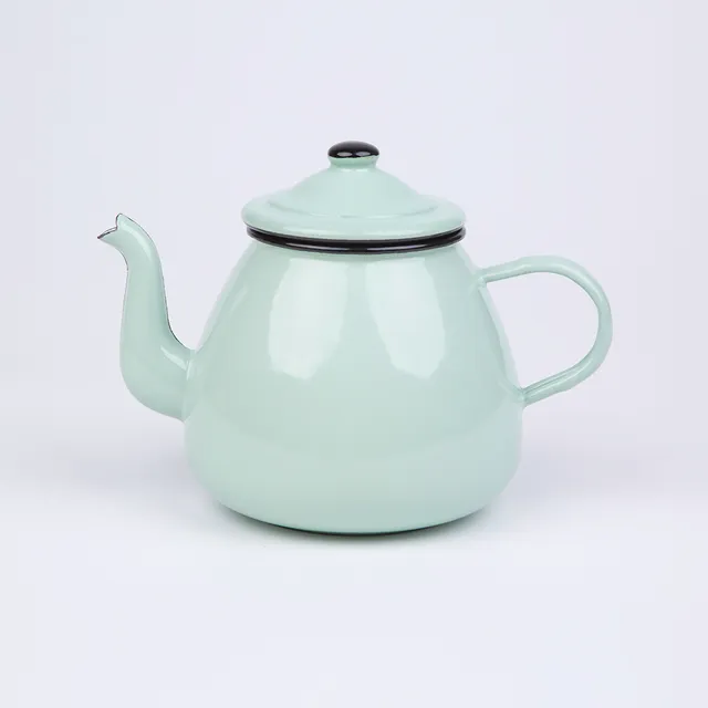 1.3l Pea Enamel Teapot | Plain B.