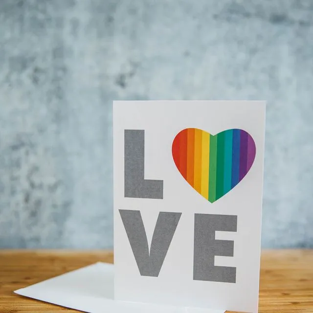 Love Rainbow Heart Wedding Greeting Card