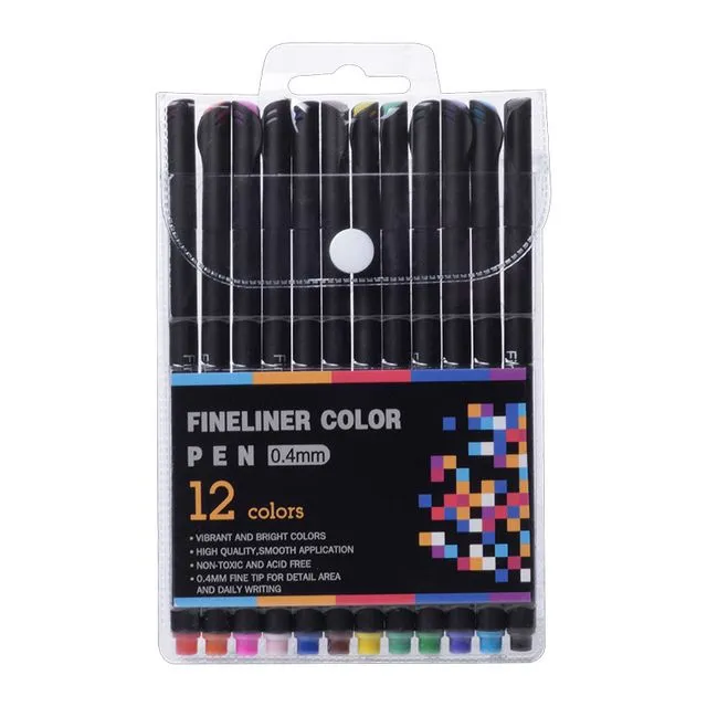 Fineliner Color Pen Set - 12 Colors