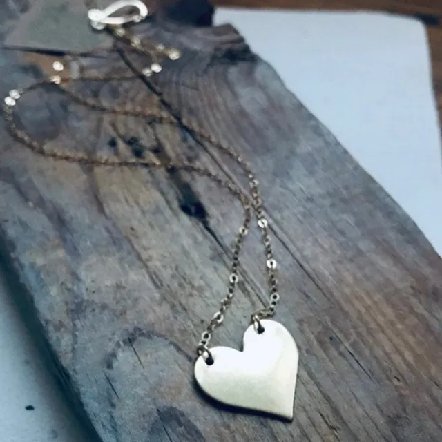Brass Heart Necklace with Large Heart Charm