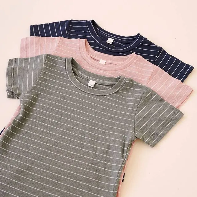 RECYCLED STRIPE T FOR KIDS - Prepack of 4 - 1*S, 1*M, 1*L, 1*XL - NAVY