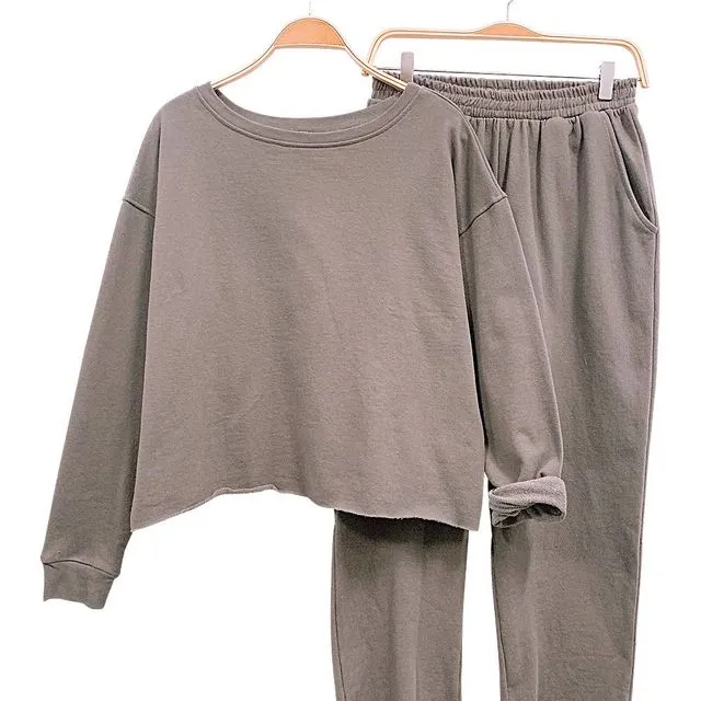 Recycled Cotton Sweat Set 3/4 length jogger - Prepack of 3 - 1*S, 1*M, 1*L - dull grey