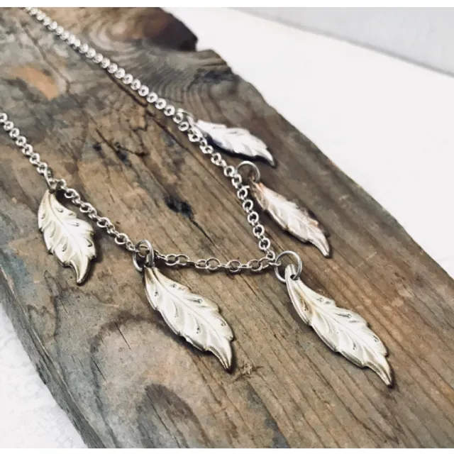 Silver Leaf Necklace - Vintage Style